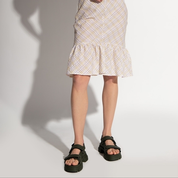 NWT GANNI Recycled Rubber Chunky Logo Platform Black Sandals Flatform Lugged - Picture 3 of 15